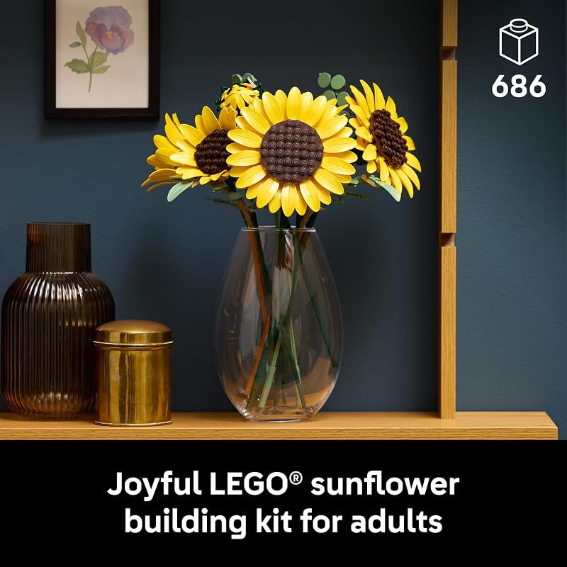 LEGO Botanicals Sunflower Bouquet Building Set for Adults Ages 18 Gift for Birthdays Artificial Flowers for Home Office Bedroom or Desk Decor 11502