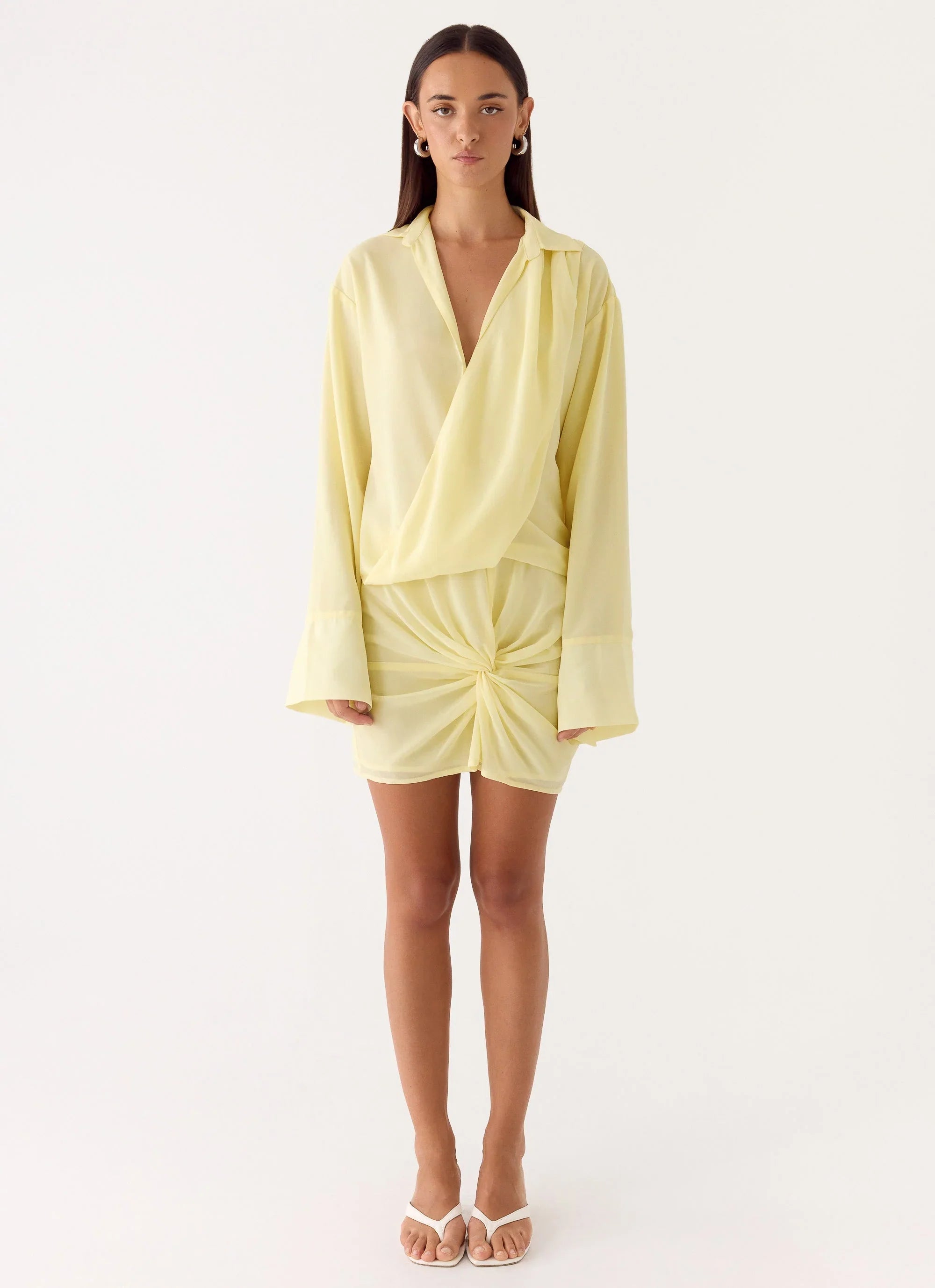Farretti Shirt Mini Dress Pale Yellow