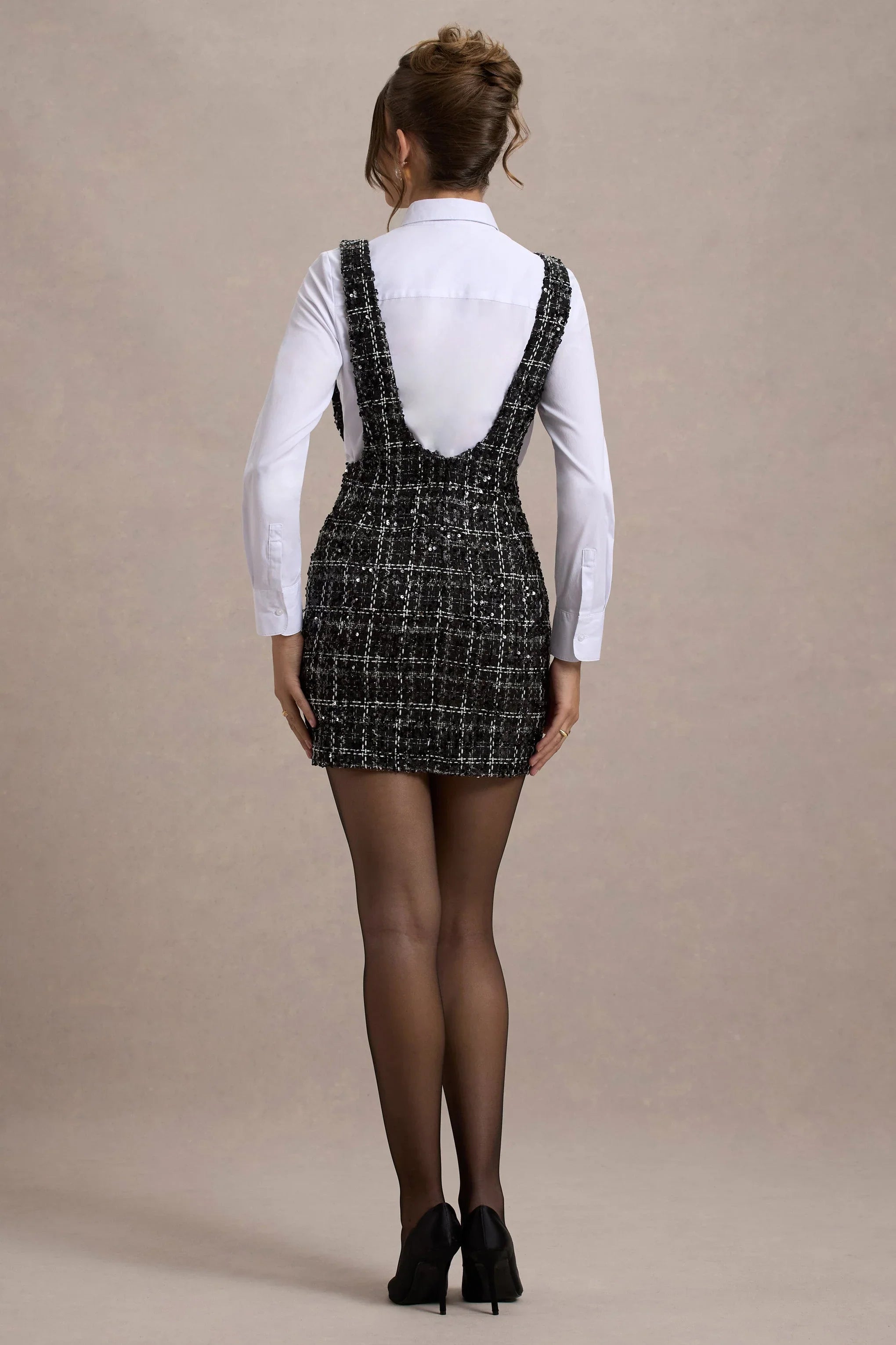 Oxford Black Boucle Sleeveless Pinafore