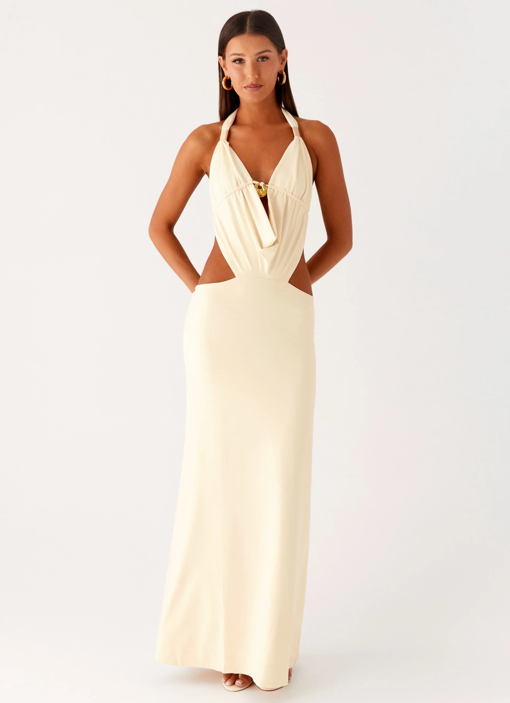 Torina Halter Maxi Dress Lemon