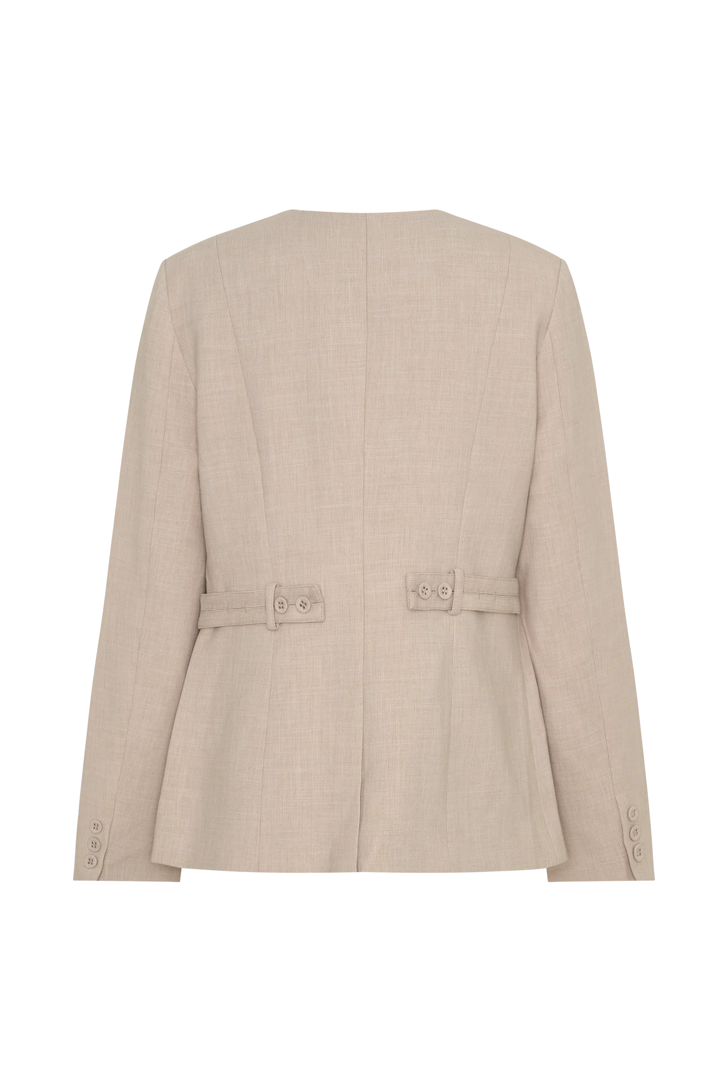 Solenne Collarless Suiting Blazer Natural Marle
