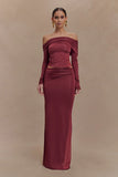 Judy Slinky And Mesh Maxi Skirt Wine