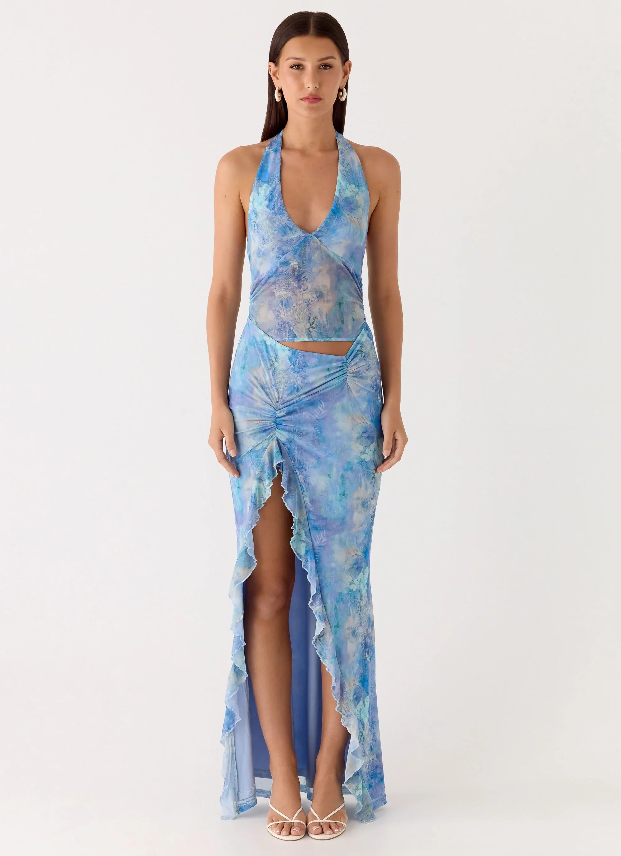 Last Sequence Maxi Dress Aqua Paisley