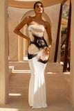 Ceremony Cream And Black Floral Print Bandeau Maxi Dress