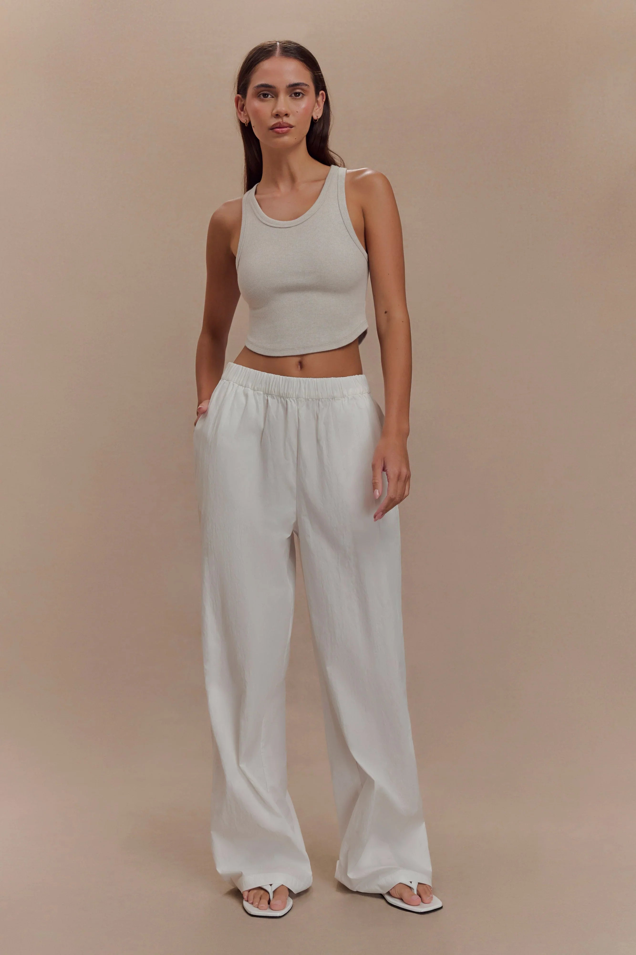 Campbell Cotton Wide Leg Pants White