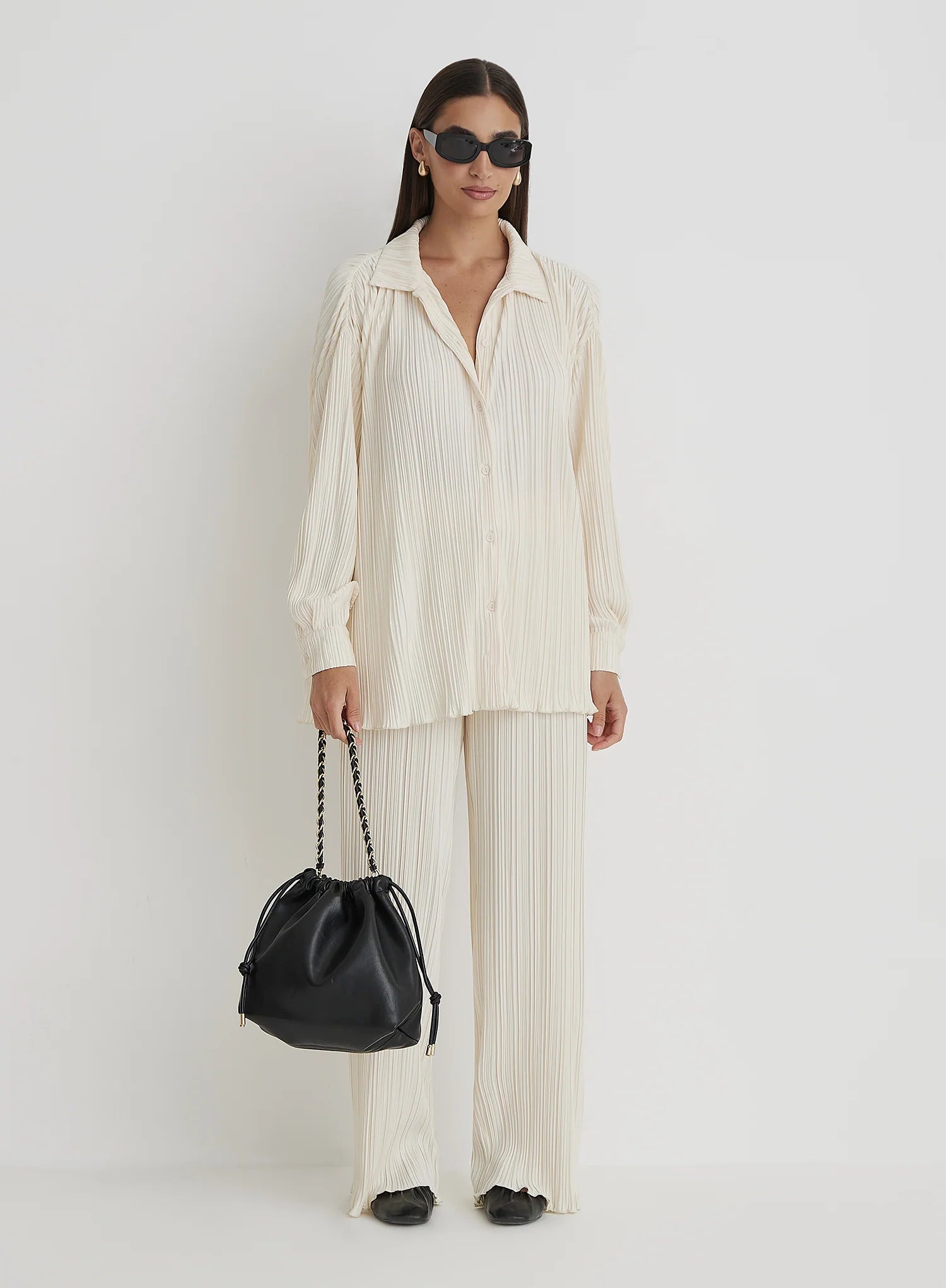 Cream Plisse Shirt