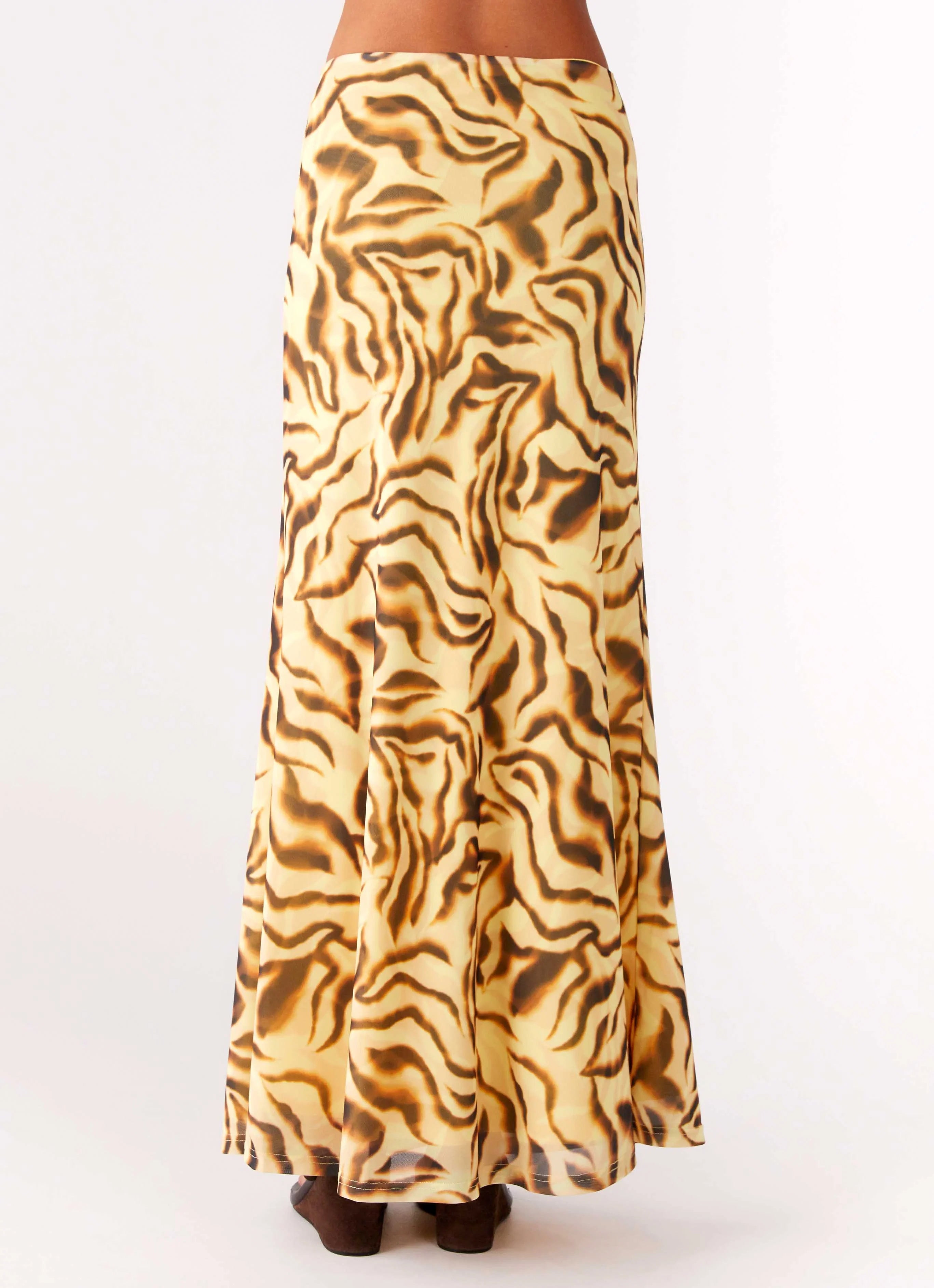Call Me Low Rise Maxi Skirt Yellow Zebra