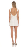 Ruffle V Neck Dress in White