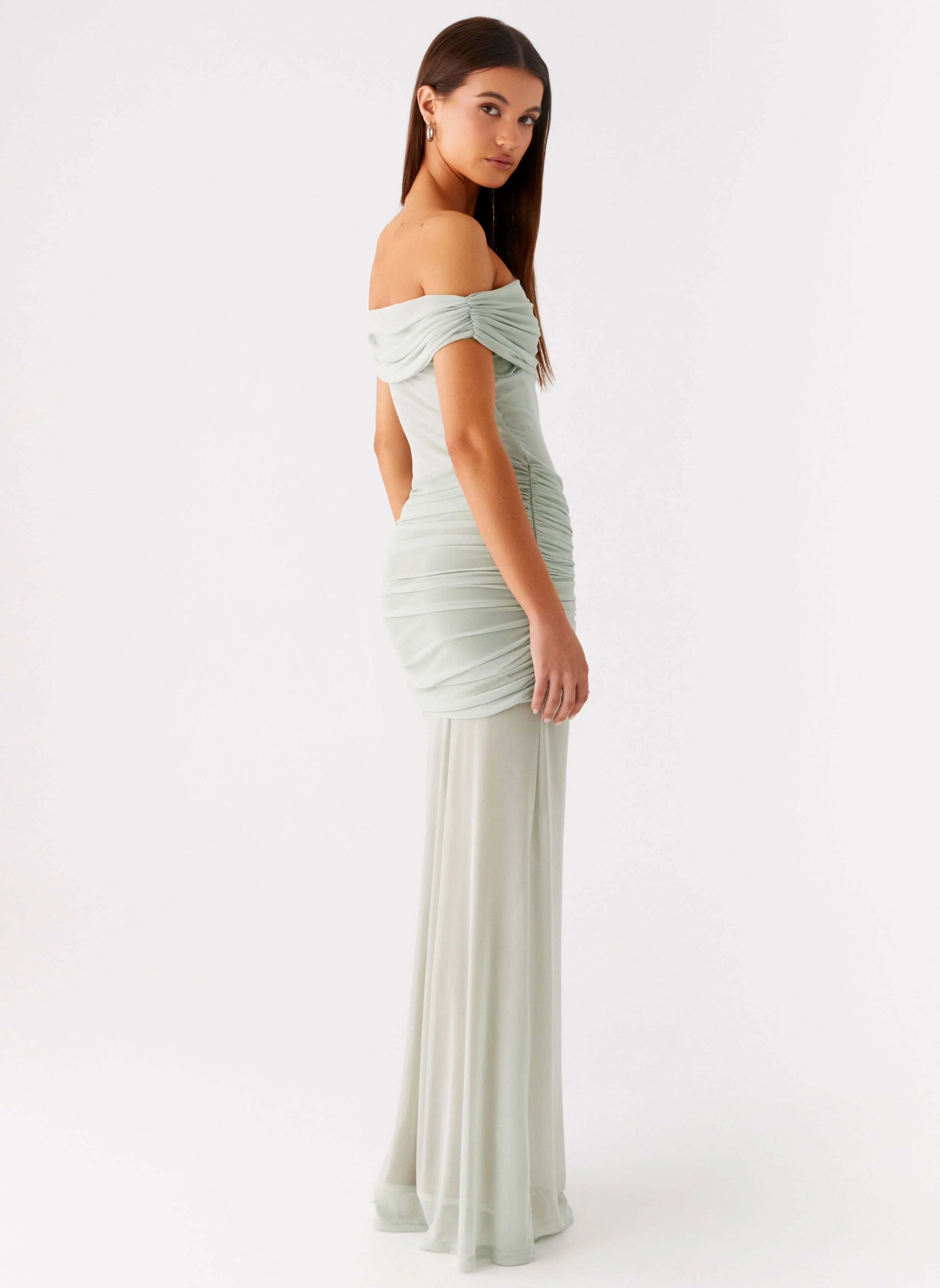 Eyllin Off Shoulder Maxi Dress Sage