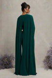 Padma Bottle Green Draped Maternity Maxi Dress With Cape Sleeves