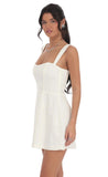 Jacquard Corset A Line Dress in White