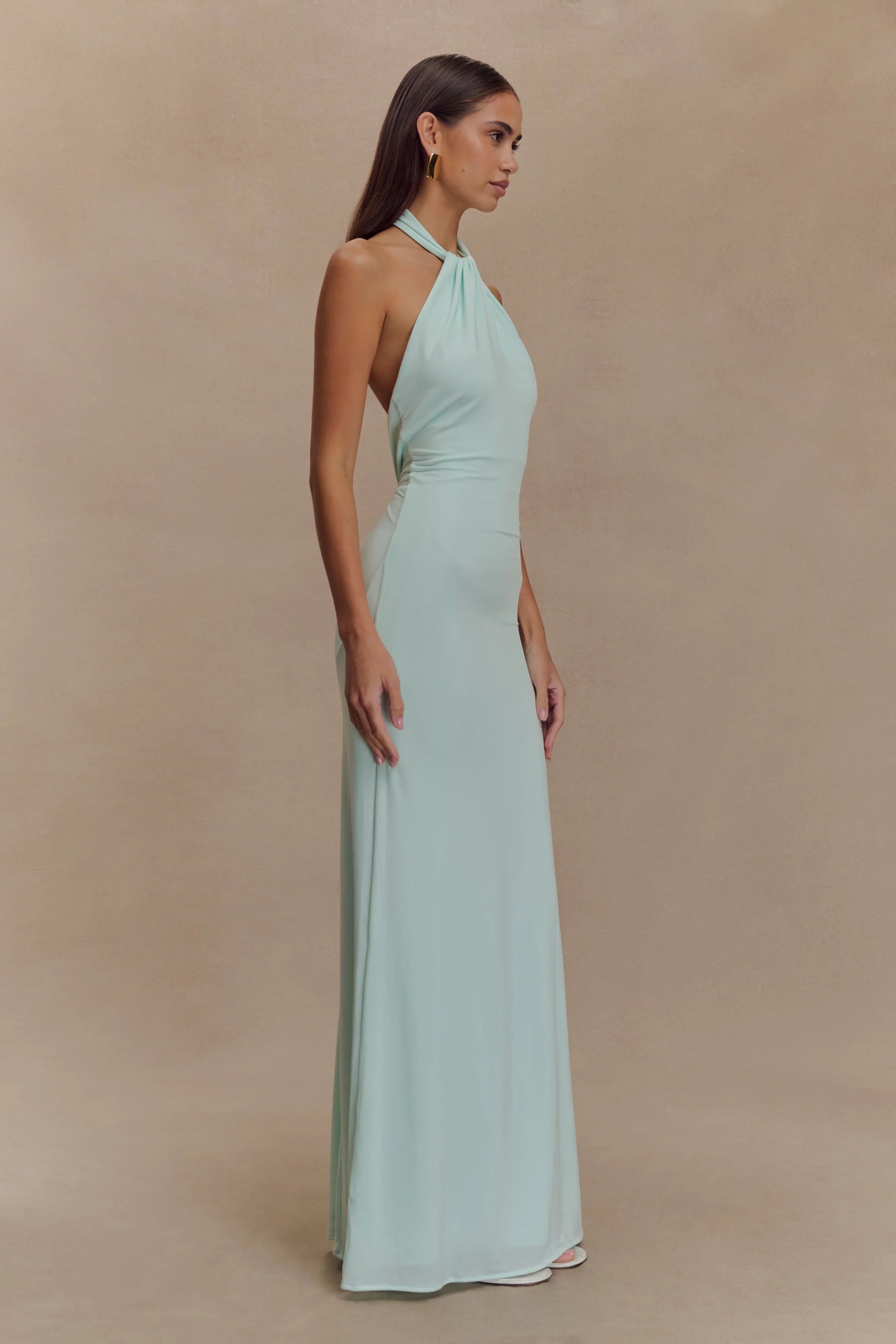Elyna Slinky Halter Maxi Dress Lagoon