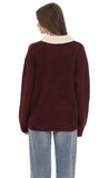 Knit Rugby Jumper in Burgundy