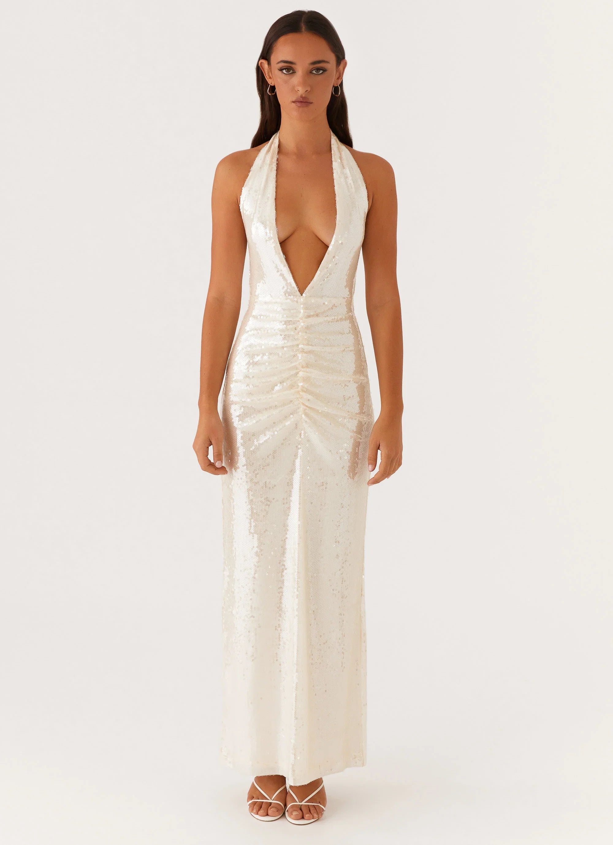 Whisked Away Halterneck Maxi Dress White