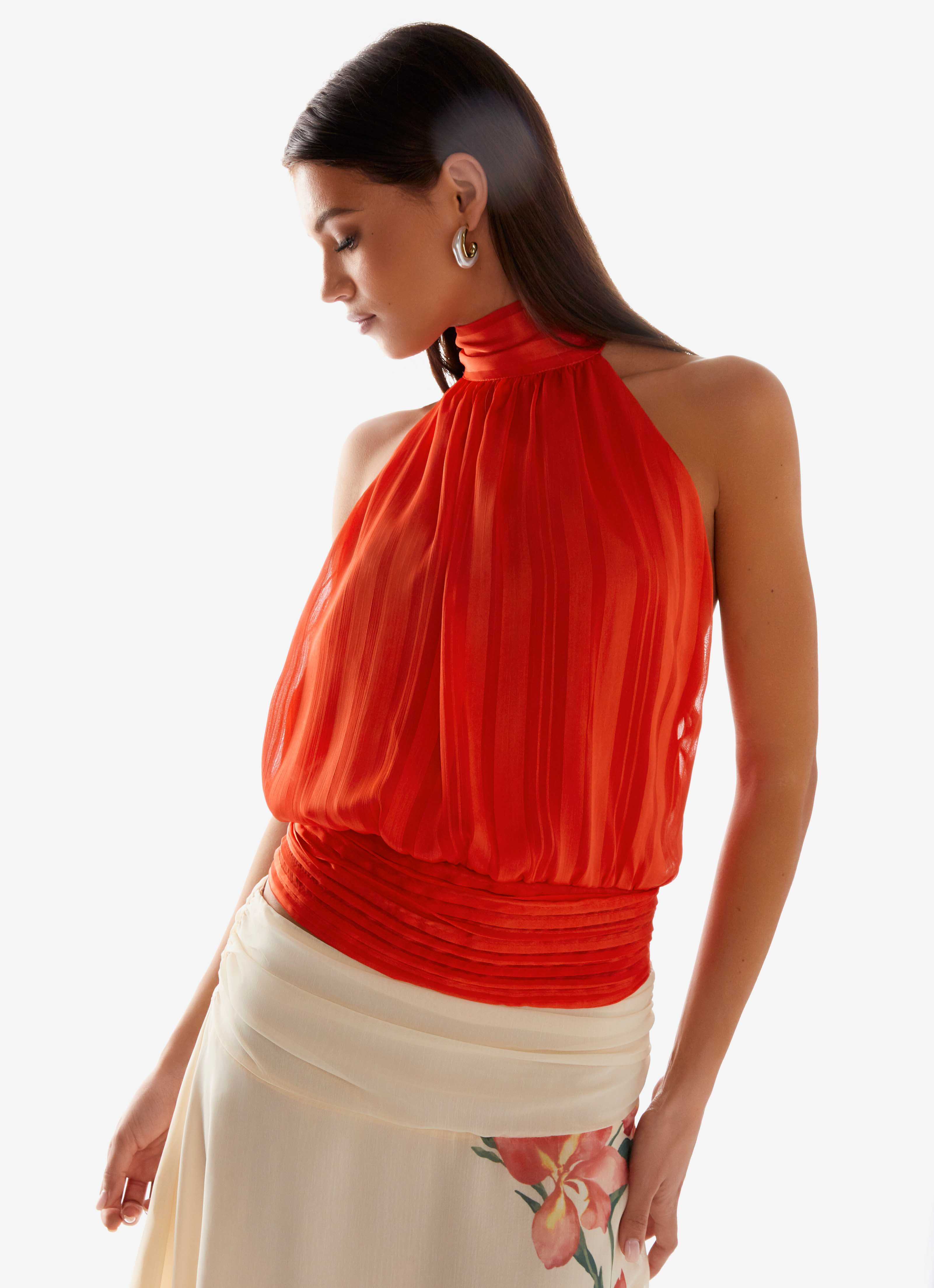 Willow Chiffon Top Coral
