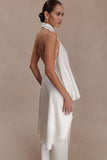 Sydney Asymmetrical Satin Halter Top Ivory