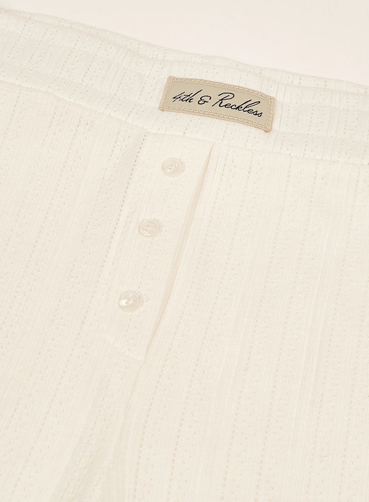 Ecru Printed Pointelle Trousers