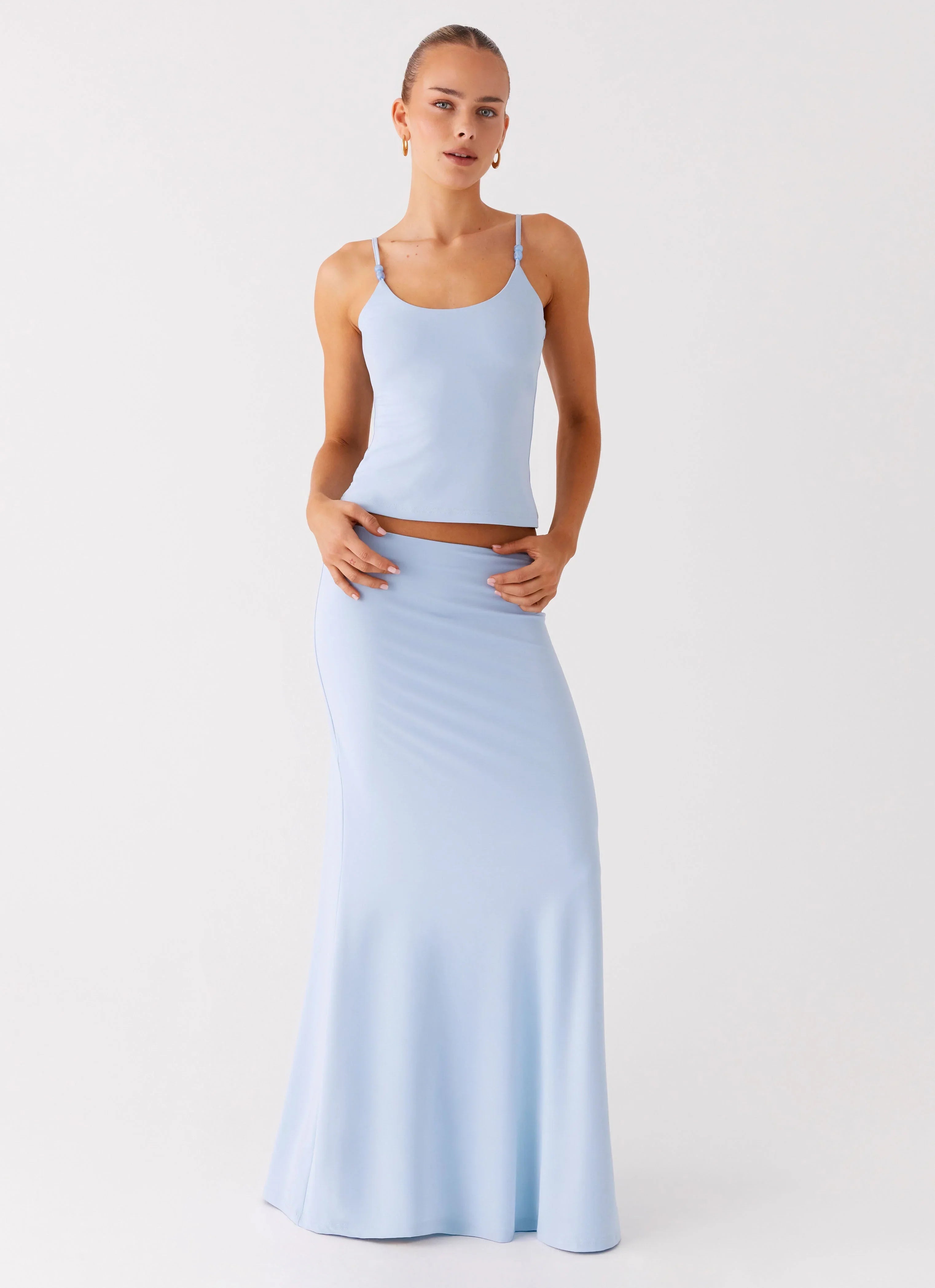 Like A Flower Maxi Skirt Baby Blue