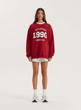 Red Contrast Trim Slogan Classic Longline Sweatshirt