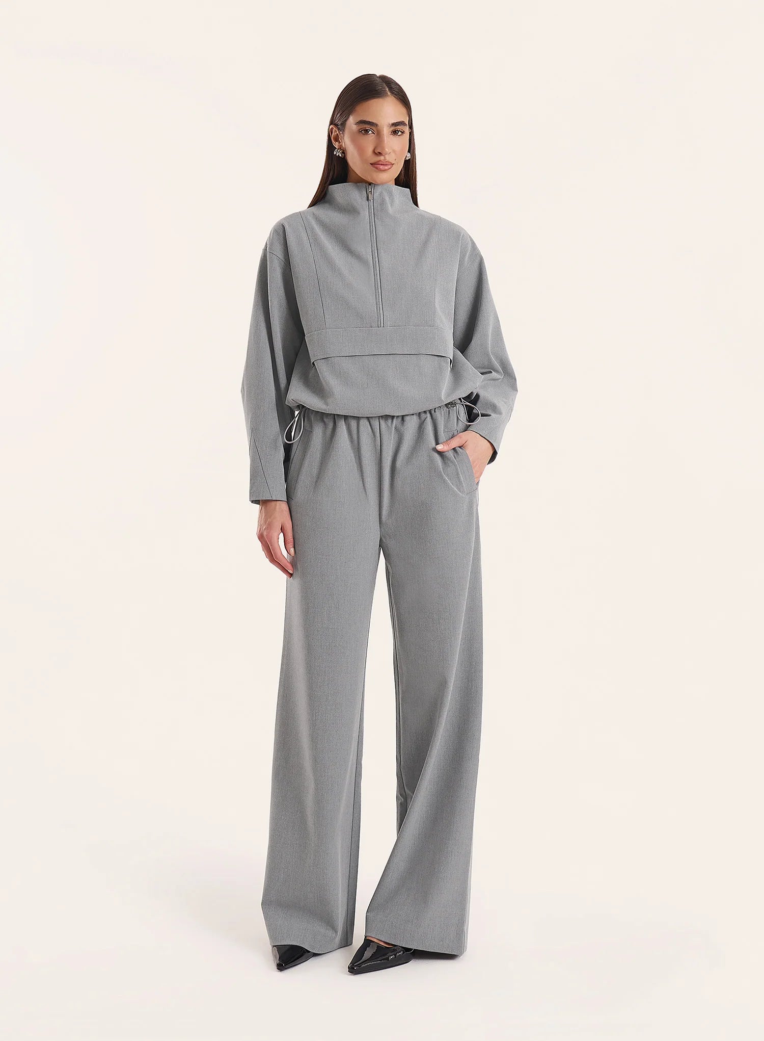 Grey Funnel Neck Track Jacket