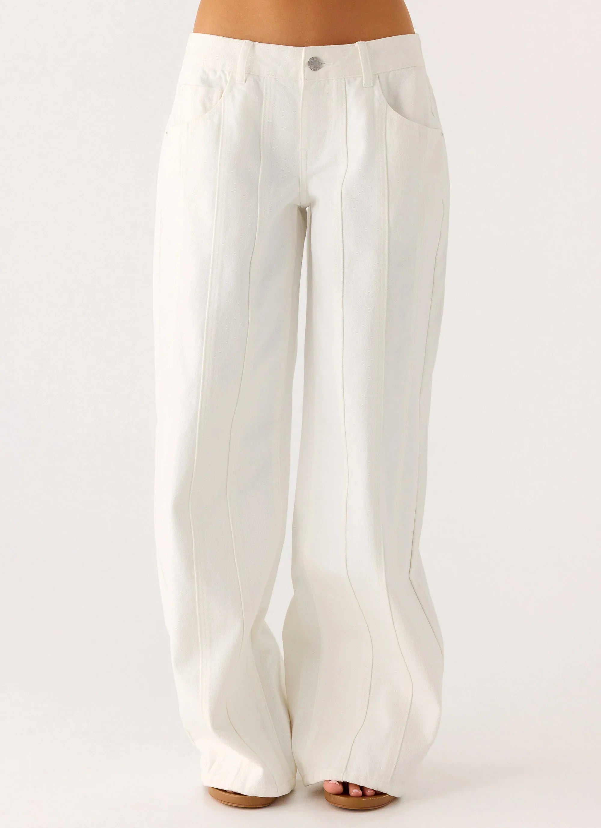 Johnny Low Rise Wide Leg Denim Jeans White