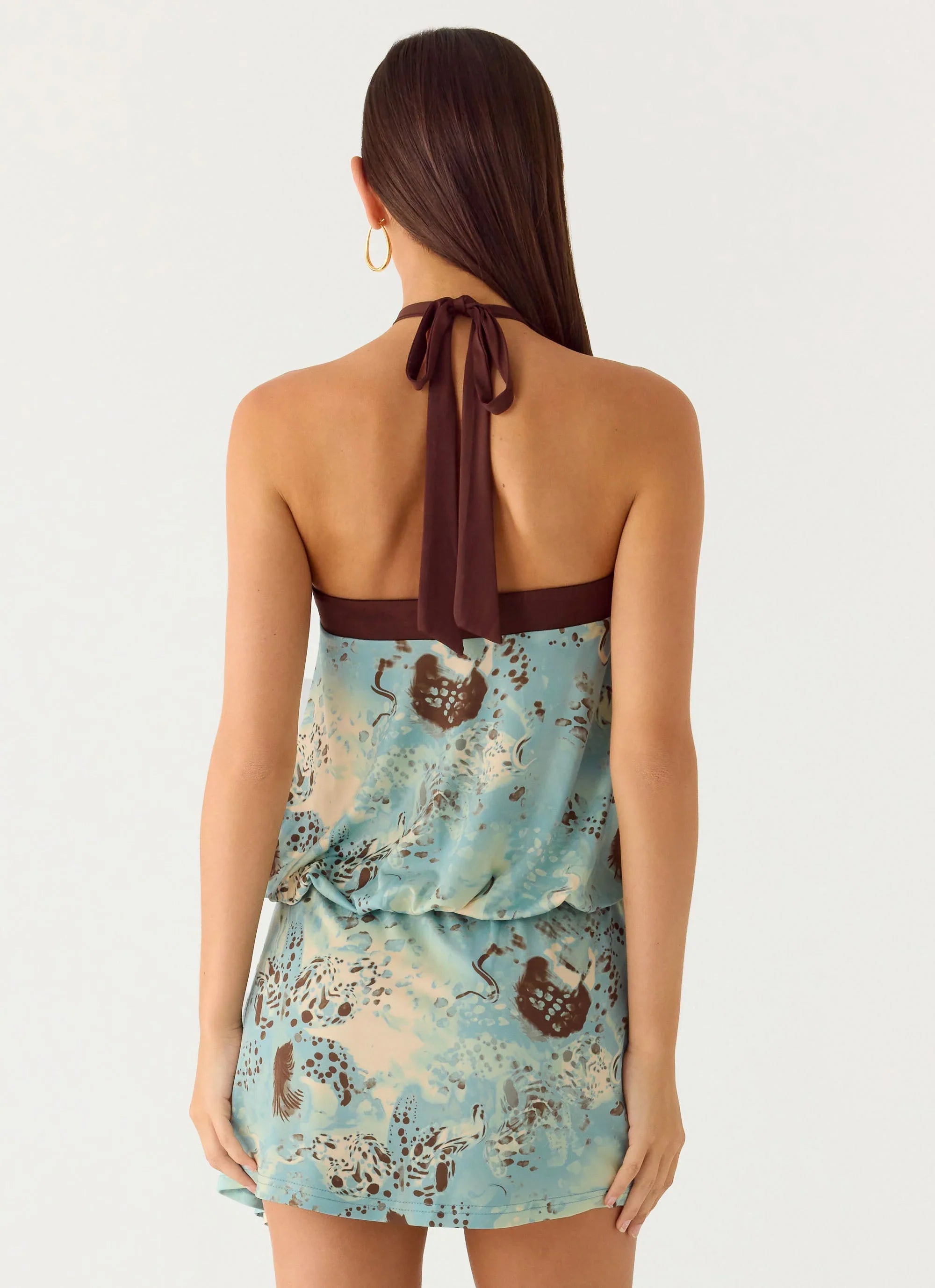 Switch Up Halter Mini Dress Aqua Blur