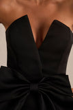 Sonata Black Satin Bandeau Maxi Dress With Bow Detail