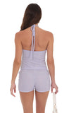 Crochet Rosette Halter Top in Lavender