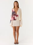 Junia Long Sleeve Mini Dress Velvet Bloom