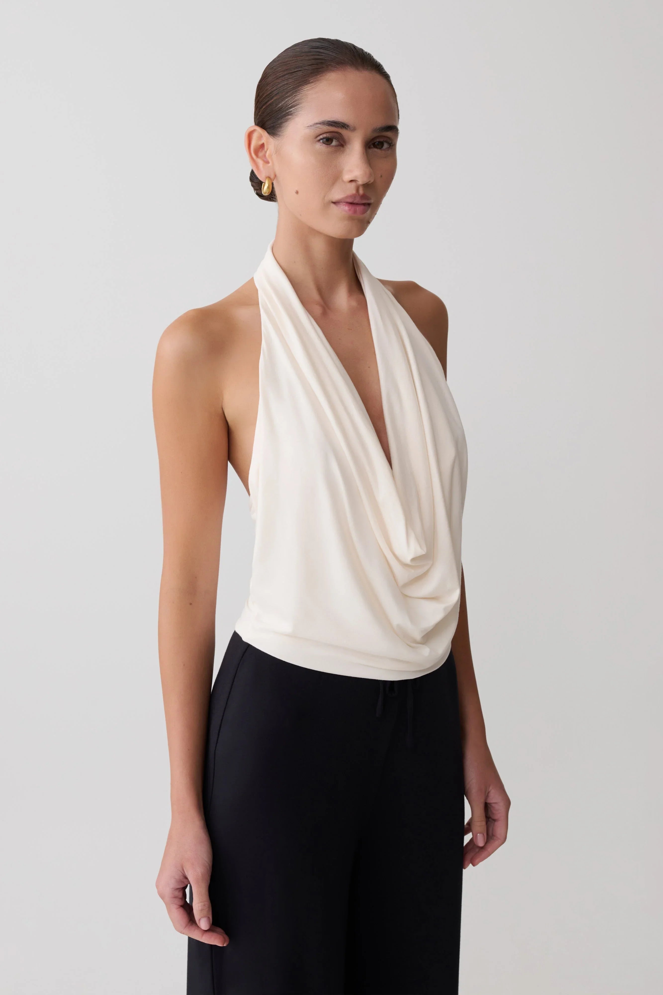 Huyen Cowl Front Modal Top Ivory