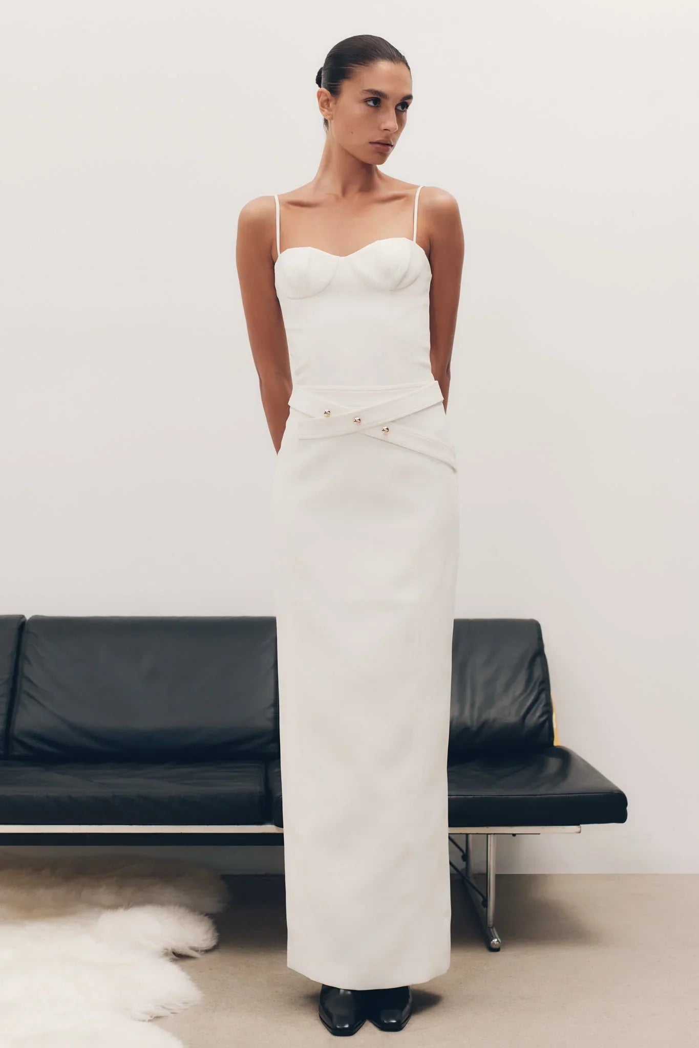 Angelie Suiting Maxi Skirt Ivory