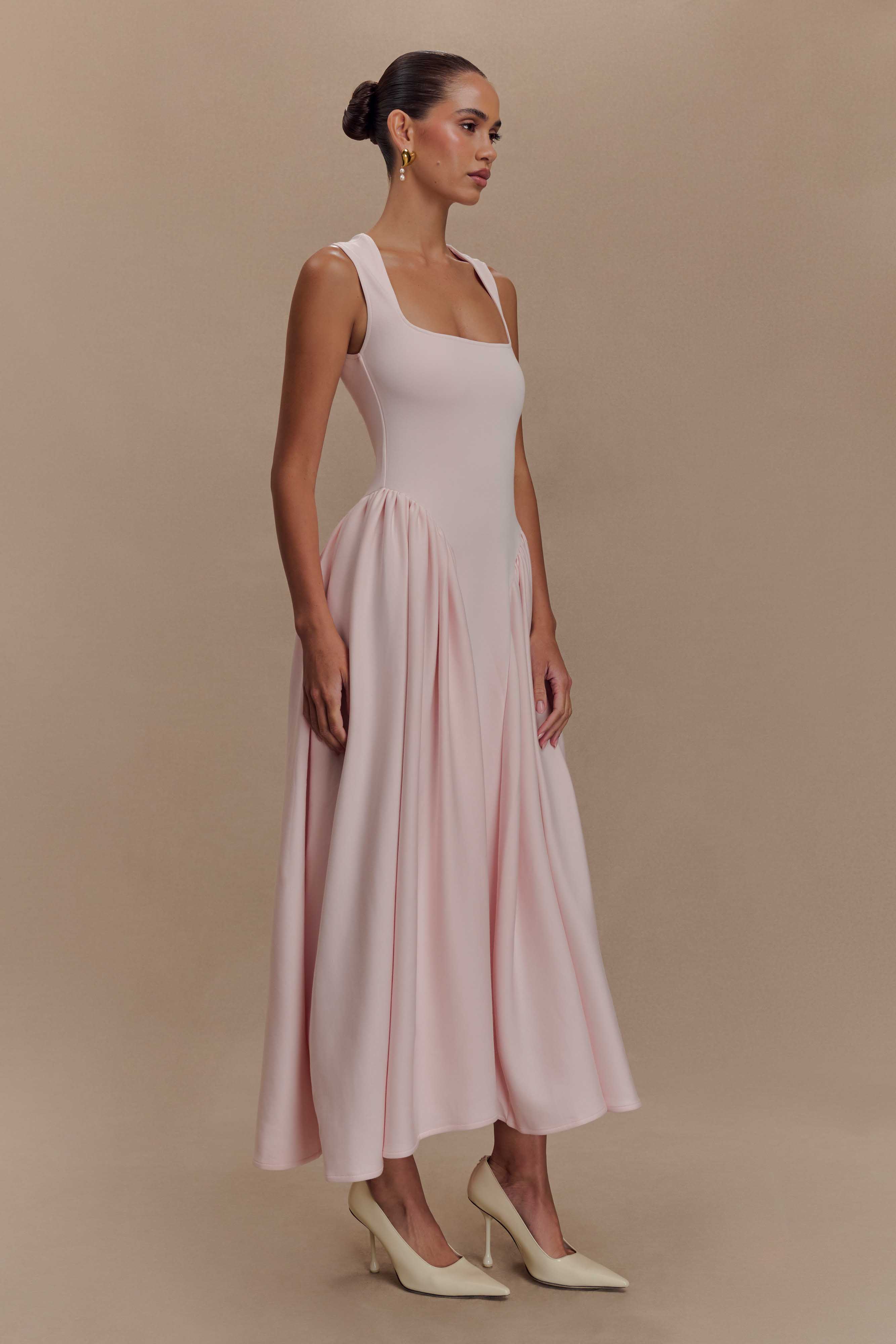 Sharon Scuba Jersey Midi Dress Ballet Pink