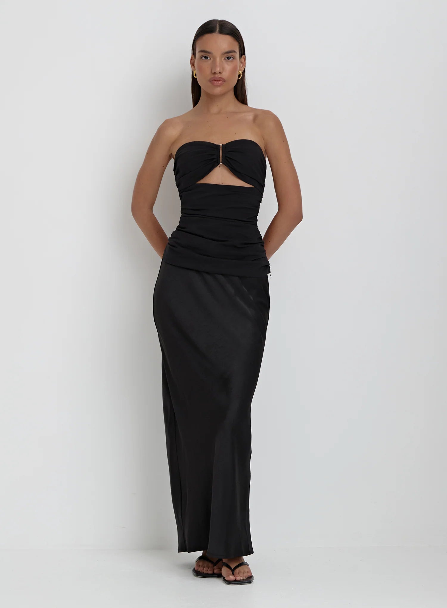 Black Bandeau Cut Out Detail Top