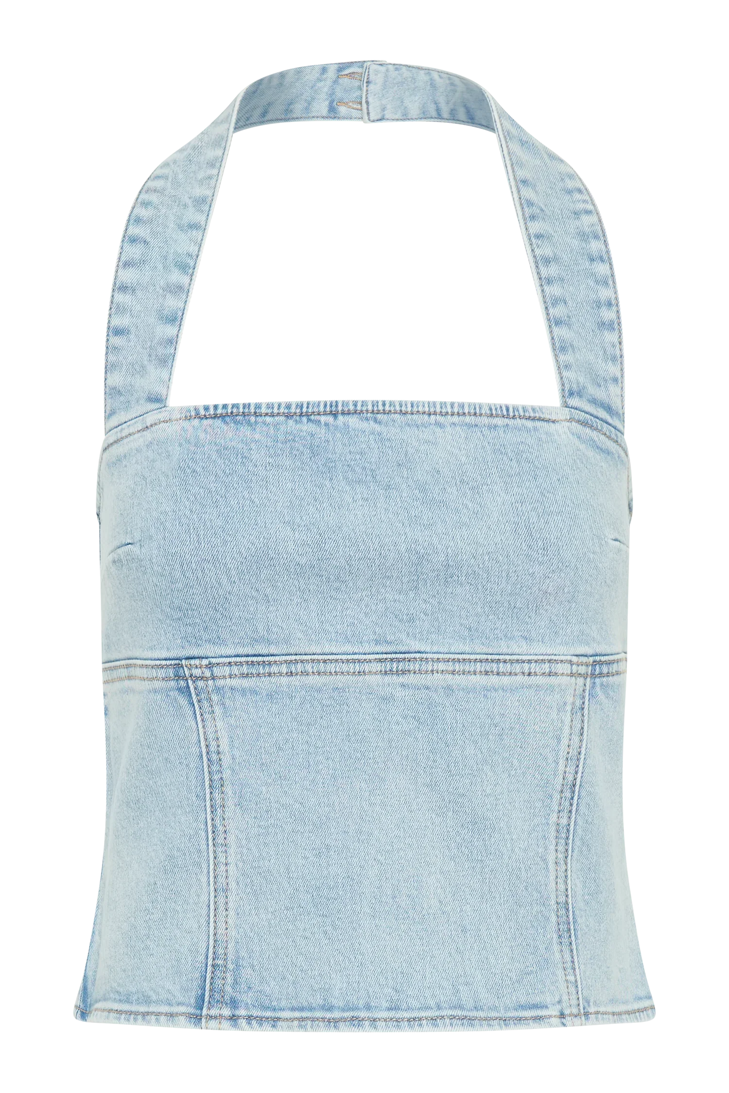 Dayna Denim Halter Top Light Blue
