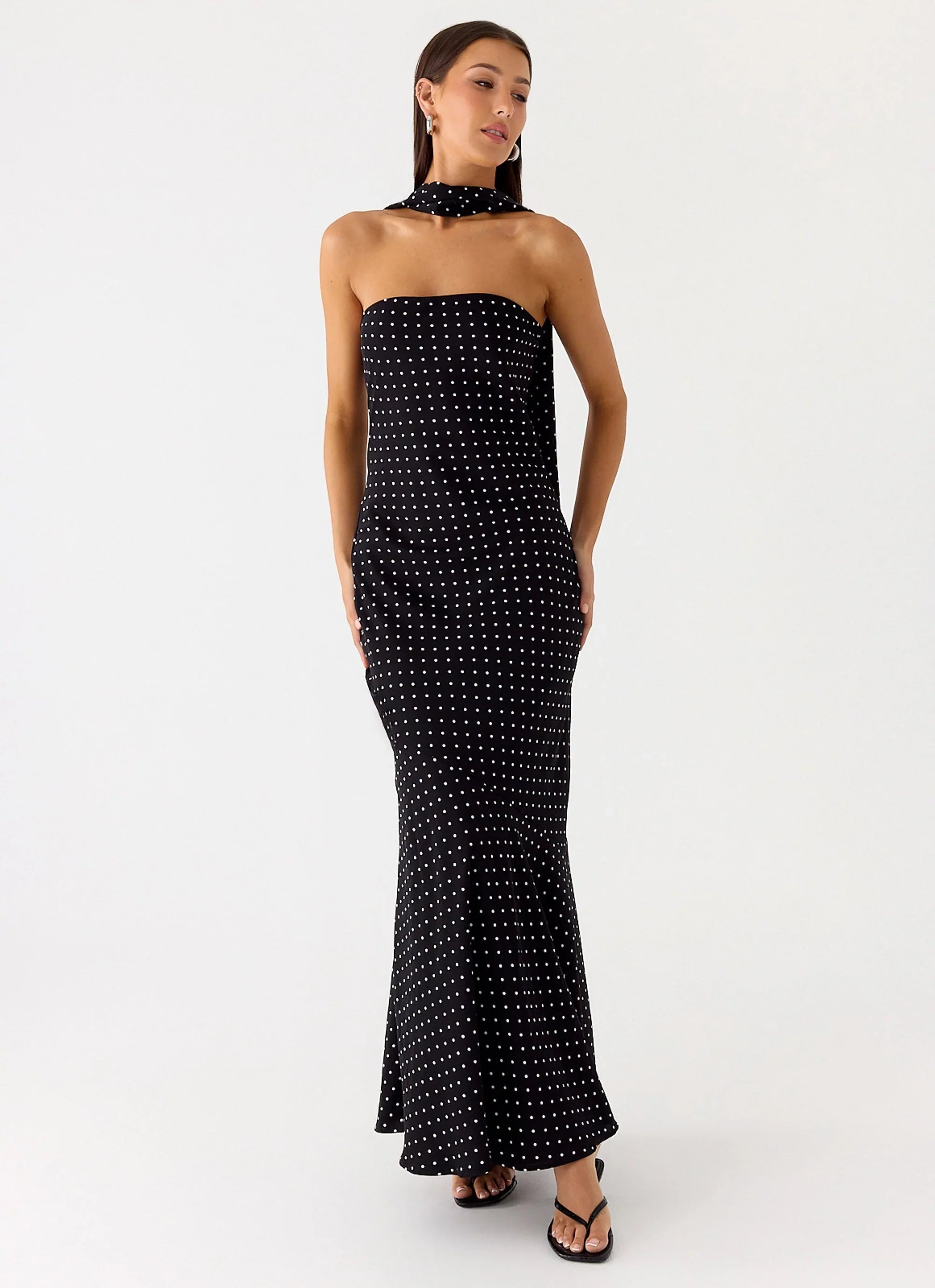 Under The Pagoda Maxi Dress Black Polkadot