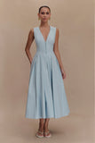 Keely Cotton Sleeveless Midi Dress Sky Blue