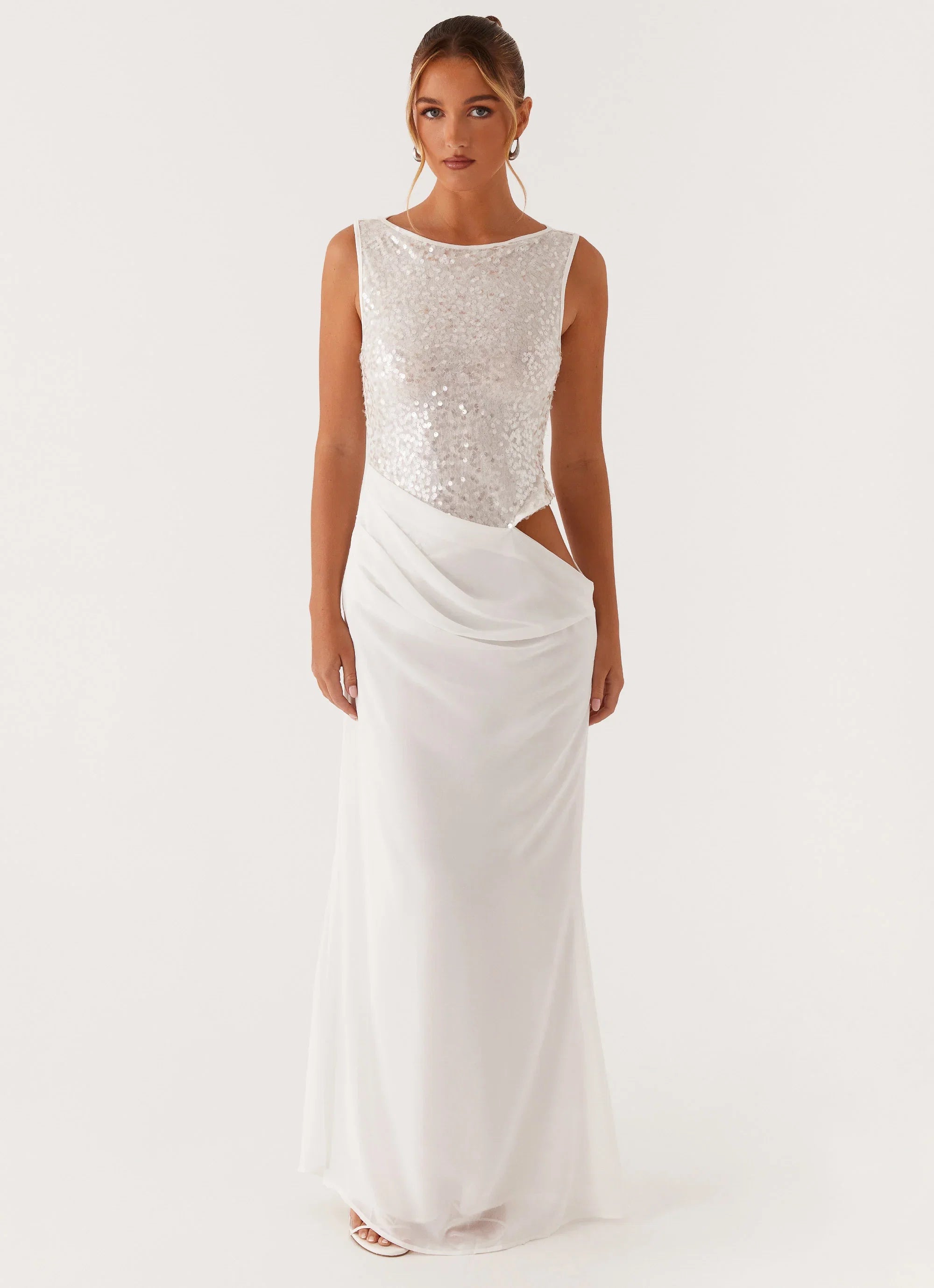 Above Ground Sequin Maxi Dress White