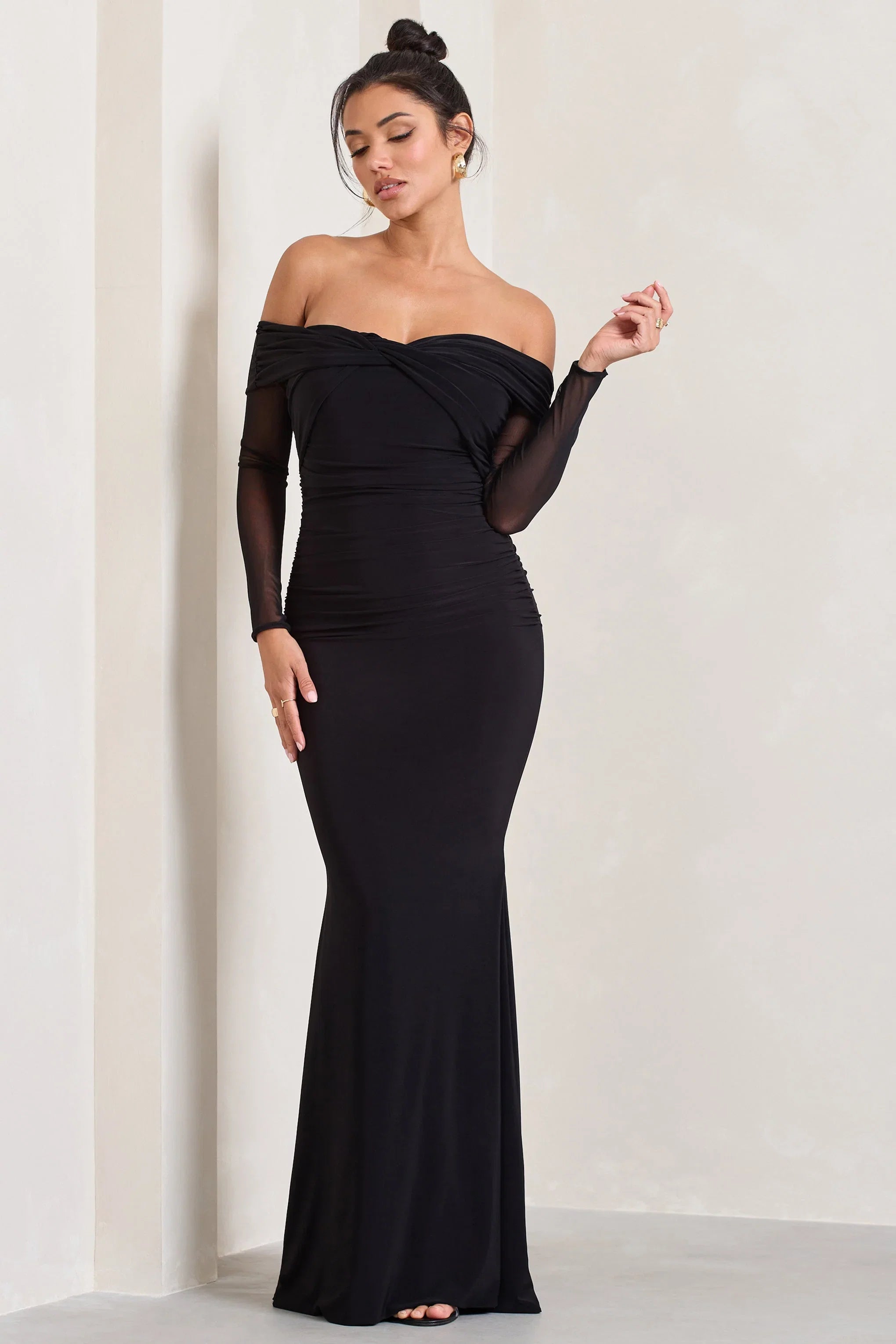 Alex Black Bardot Twist Maxi Dress