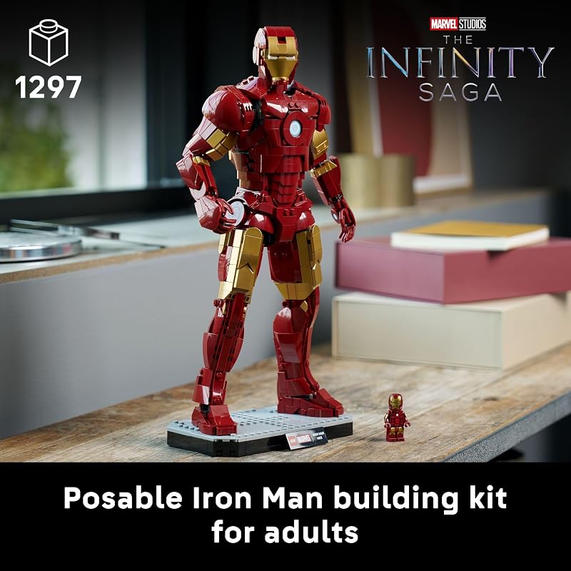 LEGO Marvel Iron Man Mark 3 Collectors Edition Building Set Poseable Super Hero Construction Kit W Mark 3 Minifigure for Adults Ages 18 Collectible Gift Idea for Birthdays 76344