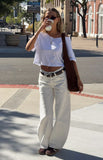 Freddie White Denim Barrel Leg Jeans
