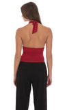 V Neck Halter Top in Maroon