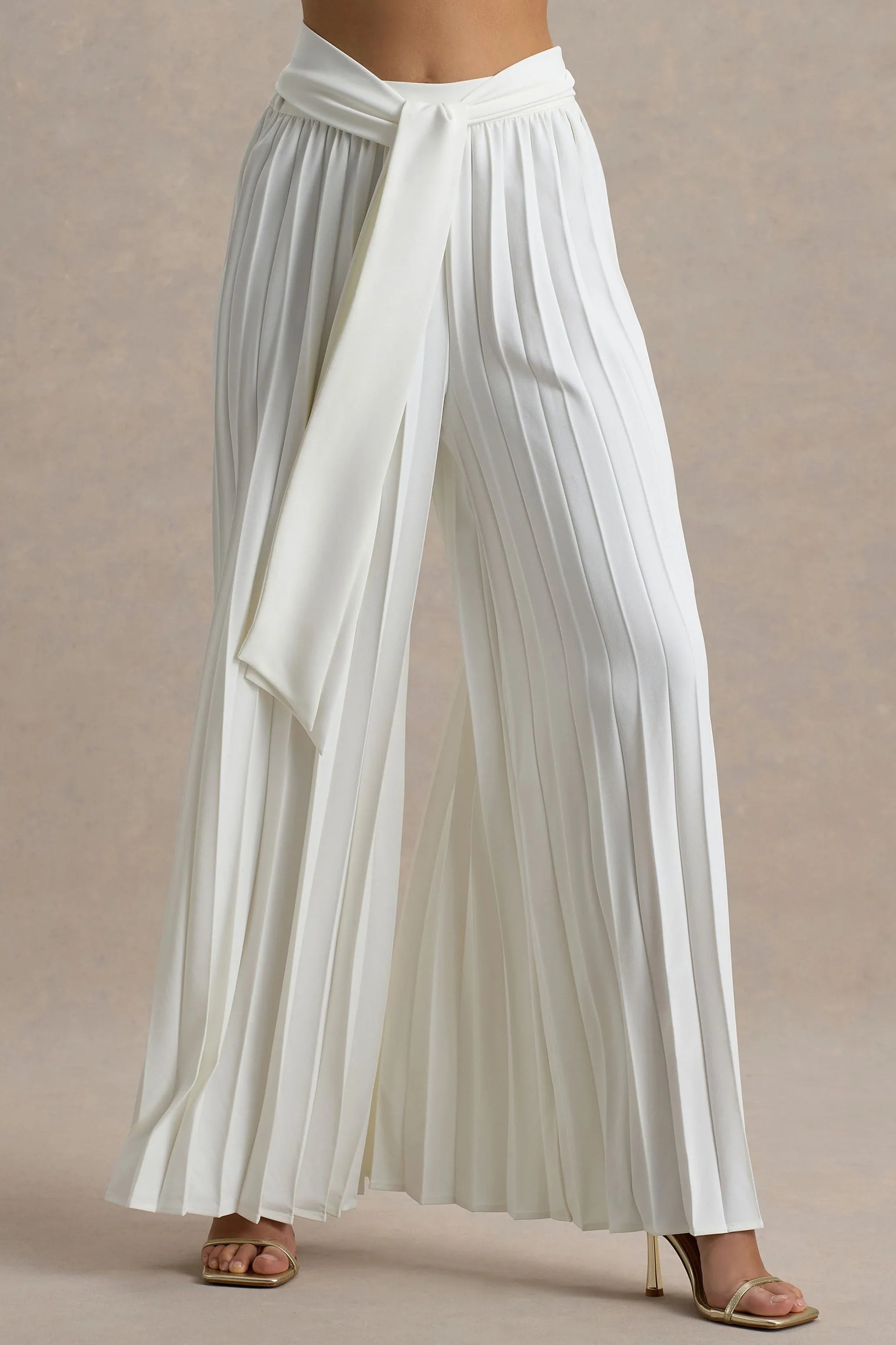 Eclipse Cream Pleated Wide Leg Trousers
