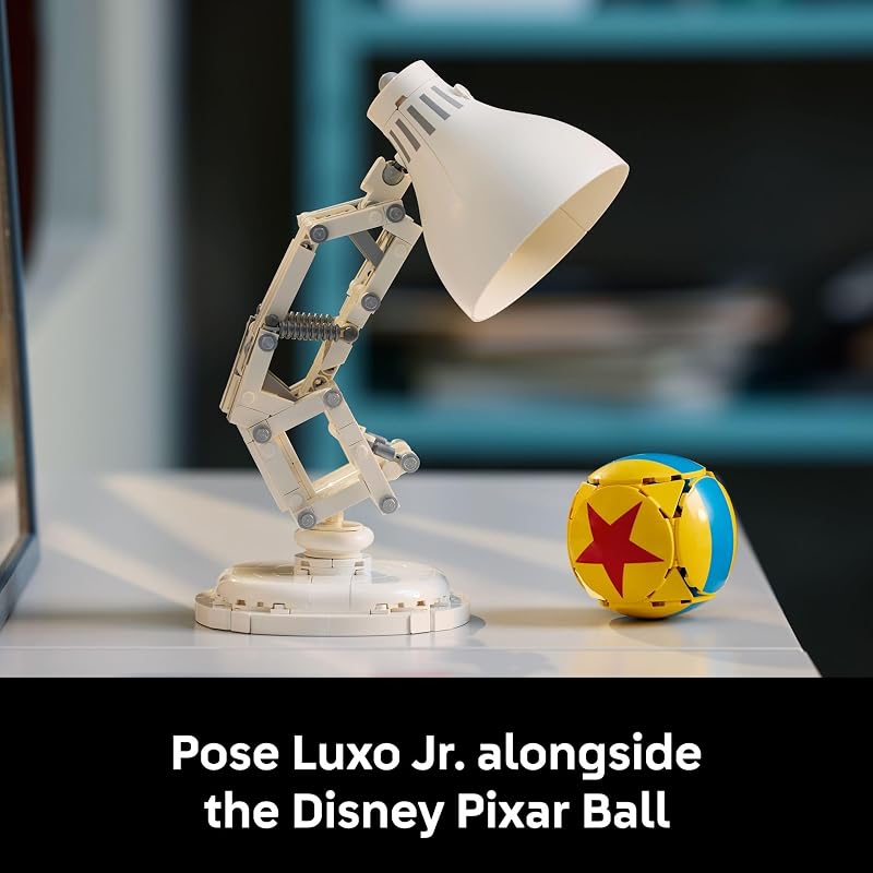 LEGO Ideas Disney Pixar Luxo Jr Room Decor and Building Set for Adults Office and Desk Decor for Women and Men Ages 18 Brick Built Lamp DIY Kit Collectible Gift Idea for Movie Fans 21357