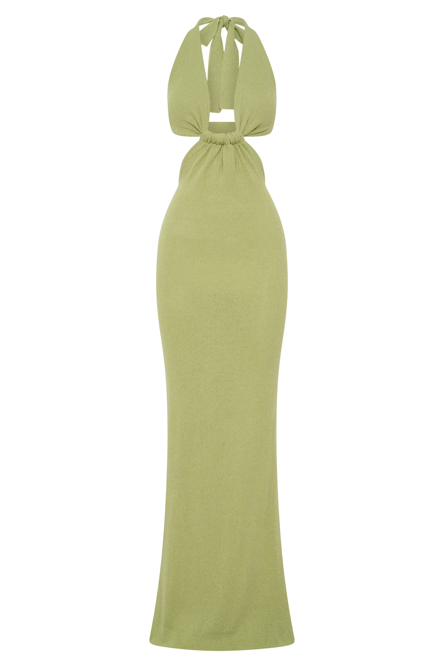 Theresea Halter Knit Maxi Dress Light Olive