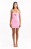 Gretta Pink Strapless Orchid Trim Mini Dress