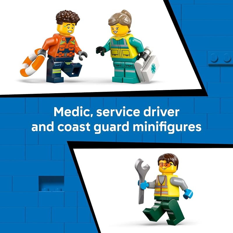 LEGO City Airplane Service Truck Hovercraft Remix Building Toy for Kids Mix Match Emergency Vehicle Truck Toys for Pretend Play Gift Idea for Boys Girls Ages 7 60505