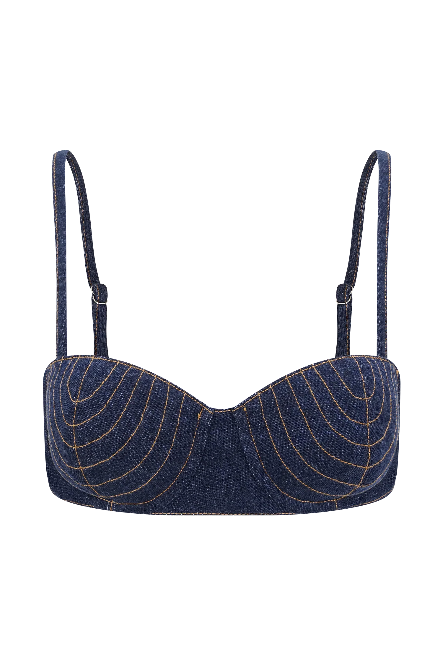 Belle Denim Cropped Bralette Indigo Blue