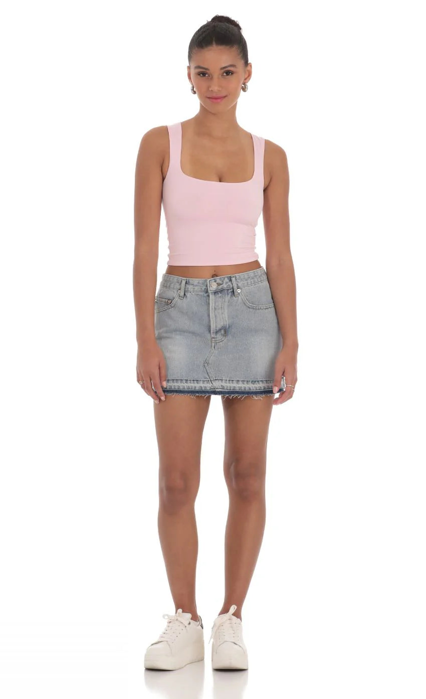 Scoop Neck Tank Top in Pink