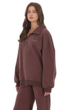 Quarter Zip Up Jumper in Brown