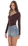 Low Rise Denim Mini Skirt in Light Blue